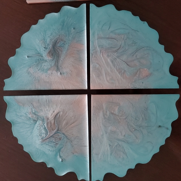 Handmade 8pc Cotton Candy Swirl Coaster Etc Set - Picture 4 of 4